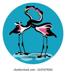 Flamingo Birds love vector illustration isolated