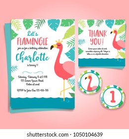 Flamingo Birthday Invitation, Pool Party