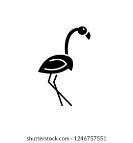 Flamingo black icon, vector sign on isolated background. Flamingo concept symbol, illustration 