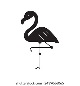 Flamingo black silhouette logo design isolated on white background. Vector illustration.