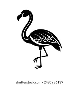 Flamingo black silhouette vector illustration