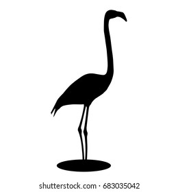Flamingo. Black silhouette. Vector illustration isolated on white background