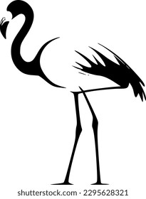 Flamingo | Black and White Vector illustration