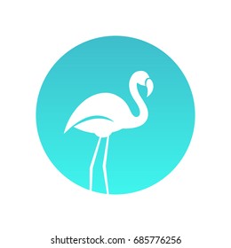 Flamingo in the blue circle. Icon design. Vector illustration.