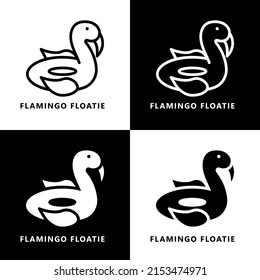 flamingo Boat Icon Cartoon. Summer Floatie Symbol Vector Logo
