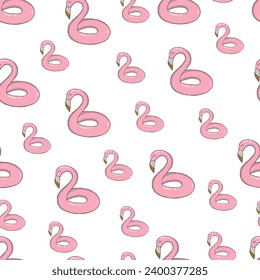 Flamingo bouy. summer element in pink color. seamless pattern