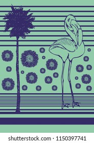 flamingo with cactus flower background graphic design vector art