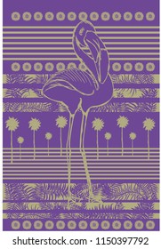 flamingo with cactus flower background graphic design vector art