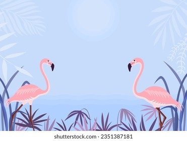 Flamingo. Tarjeta o afiche. Estilo plano. Ilustración del vector 