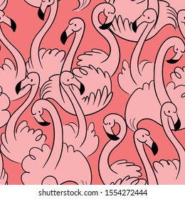 Flamingo Cartoon Animal Pattern Illustration