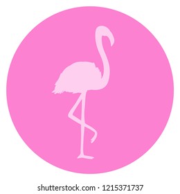 Flamingo. Cartoon bird. Image for polygraphy, t-shirts and textiles. Web icon. Colored illustration