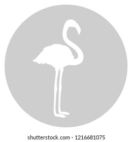 Flamingo. Cartoon bird. Image for polygraphy, t-shirts and textiles. Web icon. Black and white illustration