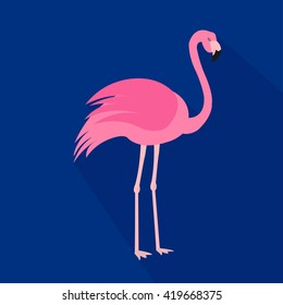 Flamingo cartoon flat icon. Brazil. Vector illustration.