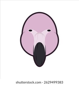 Flamingo cartoon head icon in bright vector style. Ideal for tropical and bird-themed designs.
