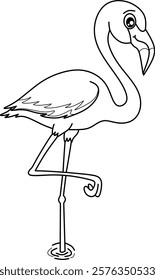 Flamingo cartoon line art for coloring book pages