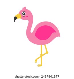 Flamingo cartoon. Pink flamingo cartoon, digital art illustration.