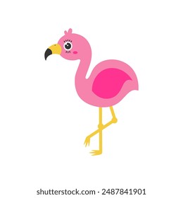 Flamingo cartoon. Pink flamingo cartoon, digital art illustration.