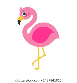 Flamingo cartoon. Pink flamingo cartoon, digital art illustration.