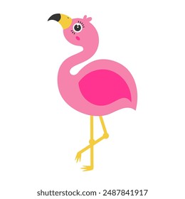 Flamingo cartoon. Pink flamingo cartoon, digital art illustration.