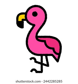 flamingo cartoon roughen filled outline icon for decoration, website, web, mobile app, printing, banner, logo, poster design, etc.