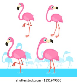 flamingo cartoon set