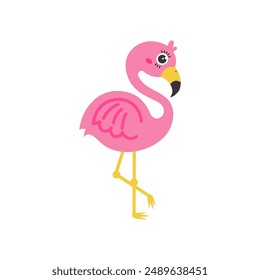 Flamingo cartoon. Flamingo silhouette cartoon, digital art illustration