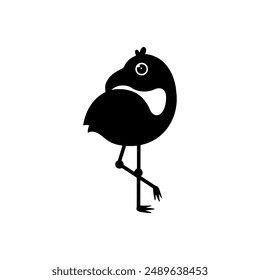 Flamingo cartoon. Flamingo silhouette cartoon, digital art illustration