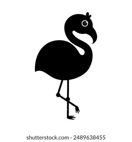 Flamingo cartoon. Flamingo silhouette cartoon, digital art illustration