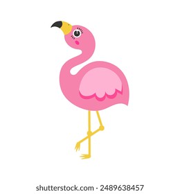 Flamingo cartoon. Flamingo silhouette cartoon, digital art illustration