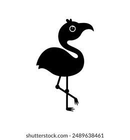 Flamingo cartoon. Flamingo silhouette cartoon, digital art illustration