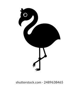 Flamingo cartoon. Flamingo silhouette cartoon, digital art illustration