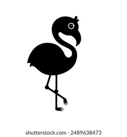 Flamingo cartoon. Flamingo silhouette cartoon, digital art illustration