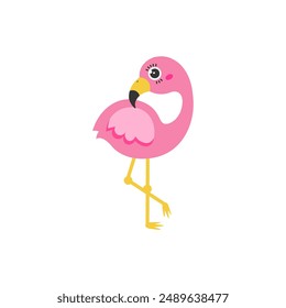 Flamingo cartoon. Flamingo silhouette cartoon, digital art illustration