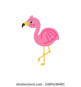 Flamingo cartoon. Flamingo silhouette cartoon, digital art illustration