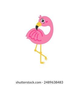 Flamingo cartoon. Flamingo silhouette cartoon, digital art illustration