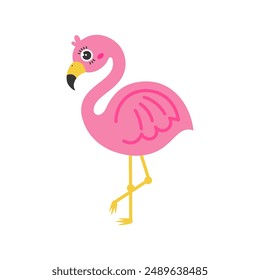 Flamingo cartoon. Flamingo silhouette cartoon, digital art illustration