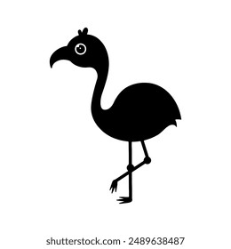 Flamingo cartoon. Flamingo silhouette cartoon, digital art illustration