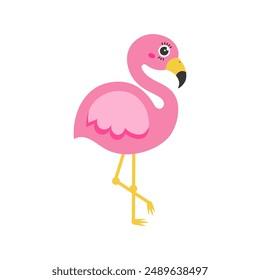 Flamingo cartoon. Flamingo silhouette cartoon, digital art illustration