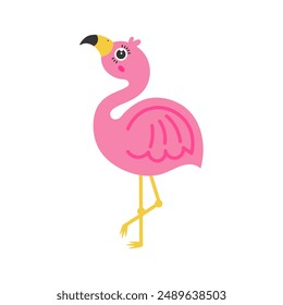 Flamingo cartoon. Flamingo silhouette cartoon, digital art illustration