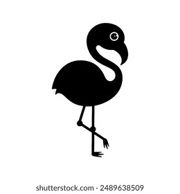 Flamingo cartoon. Flamingo silhouette cartoon, digital art illustration