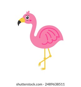 Flamingo cartoon. Flamingo silhouette cartoon, digital art illustration