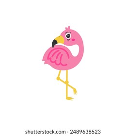 Flamingo cartoon. Flamingo silhouette cartoon, digital art illustration