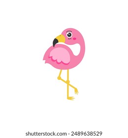 Flamingo cartoon. Flamingo silhouette cartoon, digital art illustration