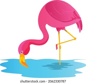 A flamingo cartoon vector art and illustration