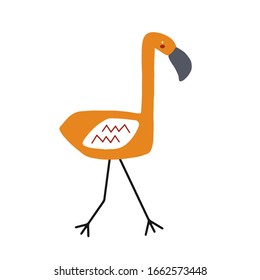 Flamingo character design. Cute cartoon animal vector illustration. Abstract icon for baby posters, art prints, fashion apparel or stickers.