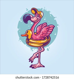 Flamingo Character Illustration for Summer