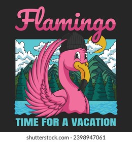 Carácter flamengo naturaleza paisaje ilustración vectorial para su empresa o marca