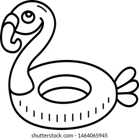 Flamingo Children's Rubber Ring icon in outline style. Coloring template for modification and customizing  according to a specific task.