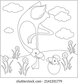 Flamingo Coloring Page With Baby