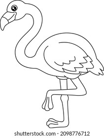 Flamingo Coloring Page Isolated for Kids